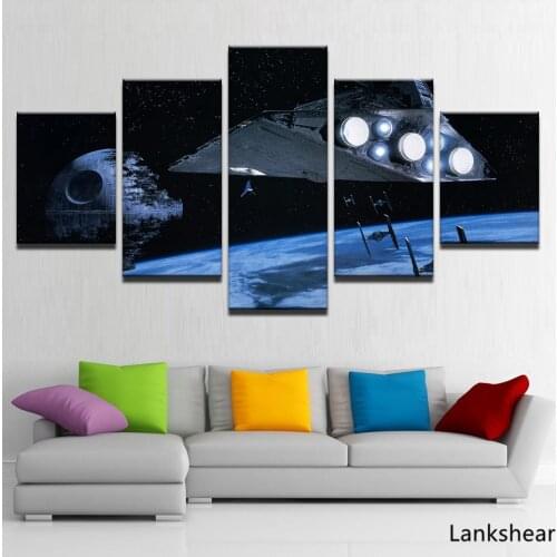 Canvas Painting Modular Death Star Picture Wall Art Home Decoration 5 Panel Abstract For Living Room Modern Printing Type