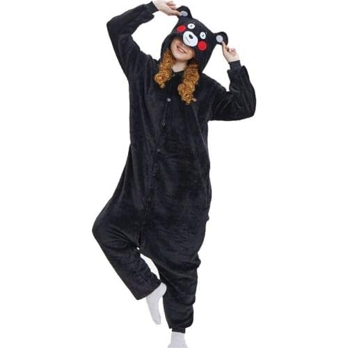 Kigurumi Kumamon Bear Pajama Adult Animal Onesie Women Men Couple Anime Winter Pajamas Suit Sleepwear Flannel Pijamas