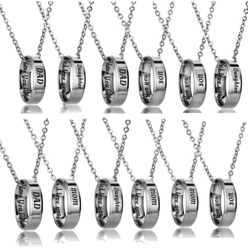 Stainless Steel Circle Pendant Necklace Mom Dad Son Daughter Gifts Family Jewelry Father Mothers Day Gifts Birthday