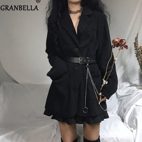 Korean Women Long Sleeve Casual Blazer New Single Breasted Cardigan Jacket Work Office Blazers With Big Pocket