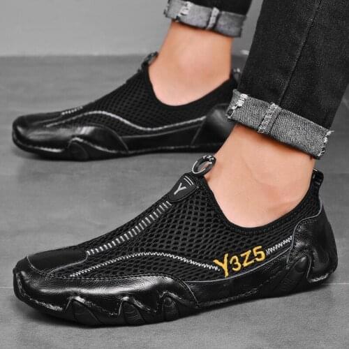 Man New Fashion Mesh Casual Shoes Male Summer Hollow Breathable Leisure Sports Shoes Masculino Outdoor Slip-on Working Sneakers