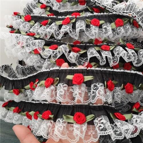 LASUI 3 meters =1 lot width 5cm good quality black and white lace flowers curtain lace accessorie Clothing, home decoration0323