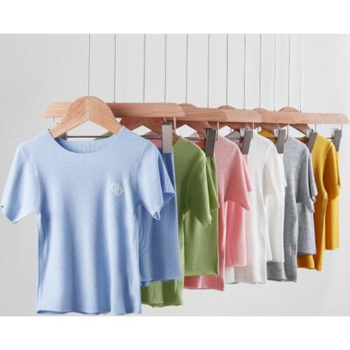 Summer 2021 Candy Color Short-sleeved Outfits Girls Boys Modal T-shirt Shorts Casual home wear 2 pieces Pajamas 4 6 7 8 10 12 Y