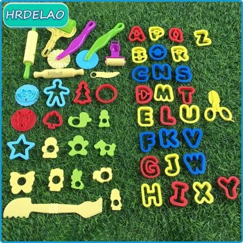 Hot 52pcs DIY Slimes Play Dough Tools Accessories Plasticine Modl Modeling Kits Soft Clay Sets Educational toy for children Gift