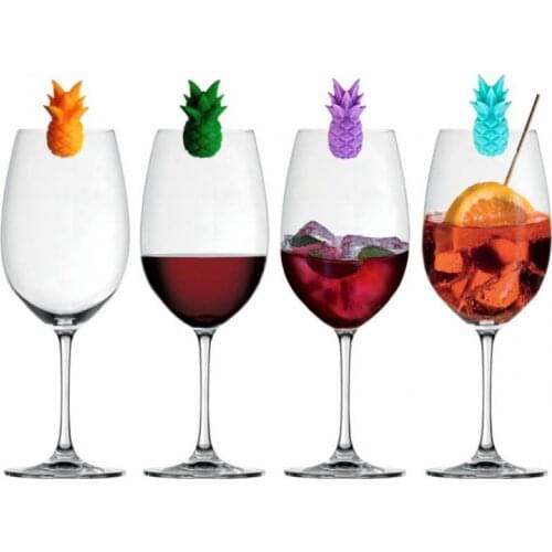 6Pcs/Set Wine Glass Markers Pineapple Shape Food Grade Silicone Party Supplies Sign Mark Wine Label Drinking Cup Identifier