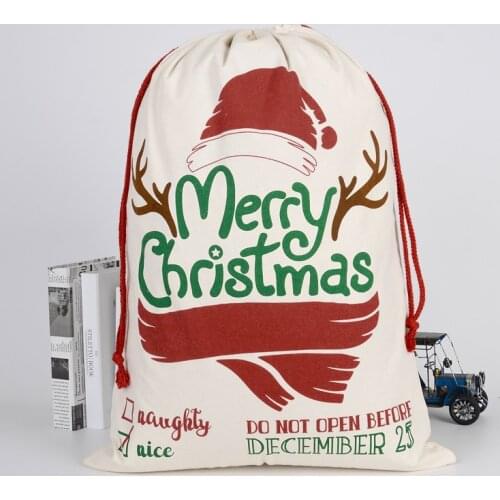 Xmas Large Christmas Stockings Bags Sacks Hessian Santa Gift Sack Decoration Bag Candy Present Storage Drawstring Bag