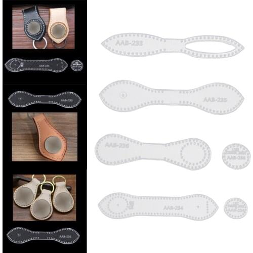 Mini Keychain Acrylic Template Leather Pattern Set Craft Cutting Tool Model for DIY Small Key Chain, Pack of 4