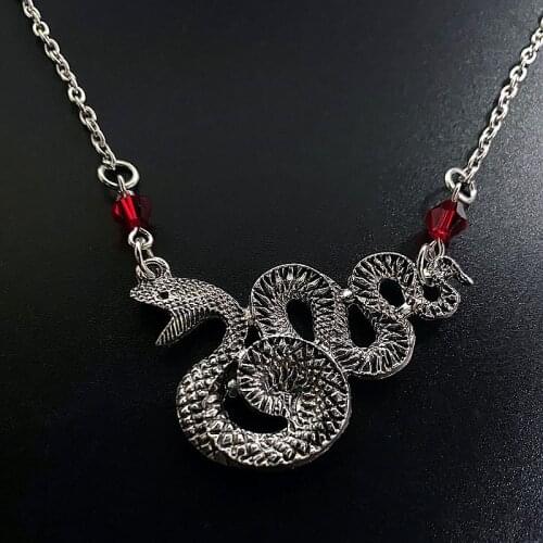 Fashion Dark Jewelry Snake Shape Gothic Necklace Snakes Entangled Acrylic Crystal Pendant Witch Jewelry Gifts for Women