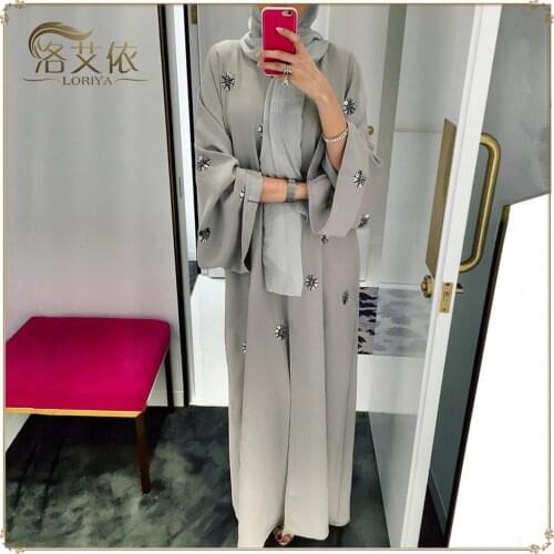 Muslim Embroidery Cardigan Abaya Full Dress Kimono Long Robe Gowns Tunic Jubah Katfan Middle East Ramadan Arab Islamic Clothing
