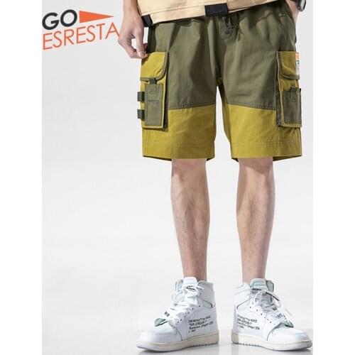 GOESRESTA Summer 2020 New Mens Shorts Loose Sports Cotton Casual Fashion Brand Trend Streetwear Multi-pocket Pants Men