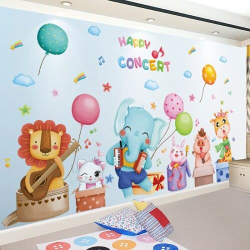 Animal Pegatinas Wall Stickers DIY Cartoon Balloons Wall Decals for Kids Rooms Baby Bedroom Nursery Home Decoration Accessories