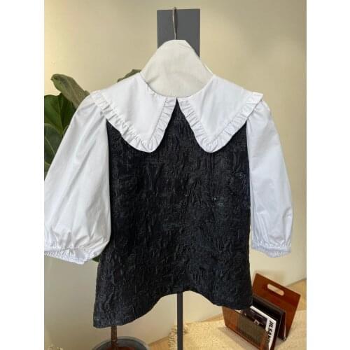 New ladies fashion 2021 short-sleeved casual stitching top 0311