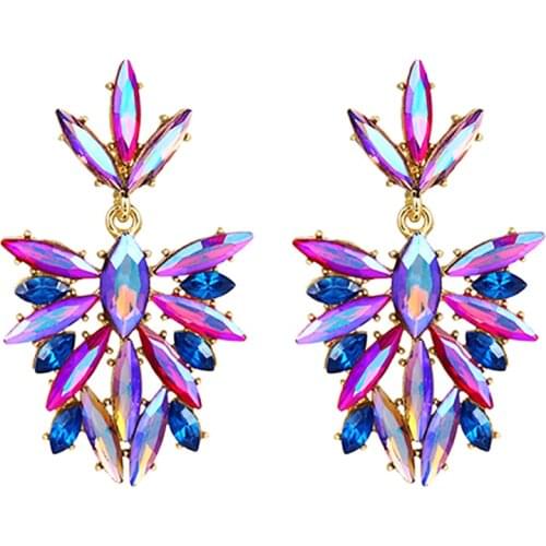 ZHINI 2021 New Korean Fashion Rhinestone Statement Earrings for Women Luxury Color Crystal Dangle Drop Earring Wedding Jewelry