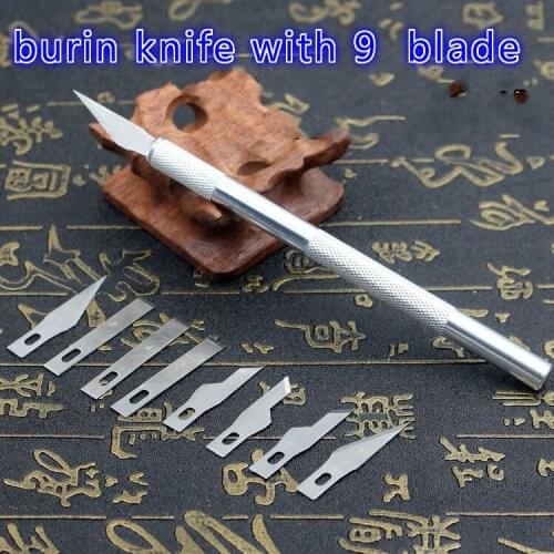 Aluminum Alloy Carving Knife Cutter with 9 pcsBlades Model Papercut/cutter knife / craft knife