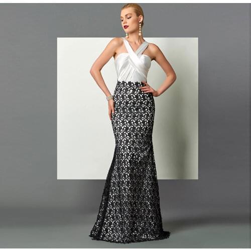 Tanpell Charming Evening Dress Halter Neck Sleeveless Ruched Pleats Floor Length Lace Mermaid Long Evening Dress