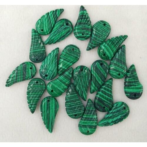 Wholesale 20pcs/lot Fashion good quality malachite stone carved angel wings charms and pendants for jewellery making free