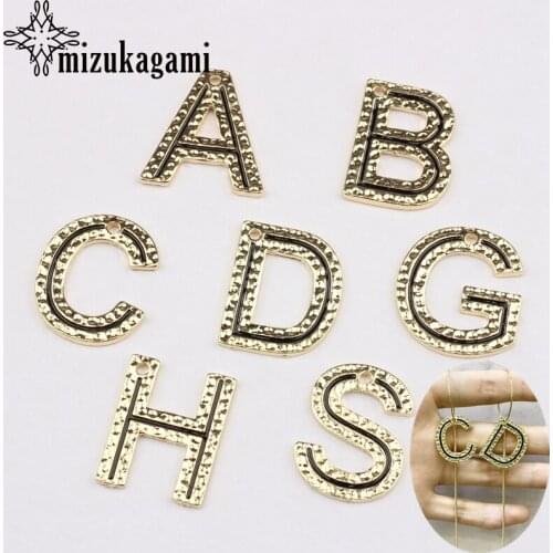 Zinc Alloy Enamel English Letter Charms 6pcs/lot For DIY Fashion Earrings Jewelry Making Accessories