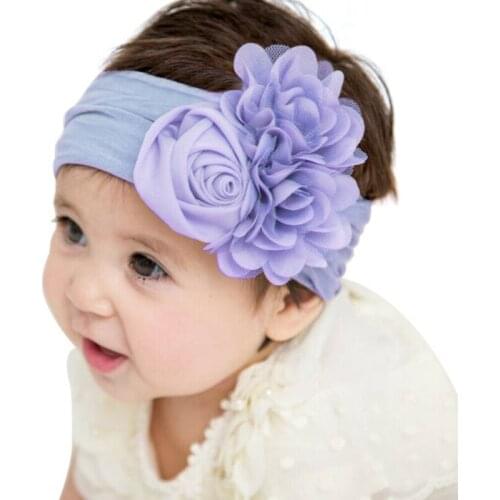 Large Floral Layer Hair Bow Headband Girls 2020 Hot Sale Elastic Hair Bands Kids Solid Turban Head Wrap Hair Accessories