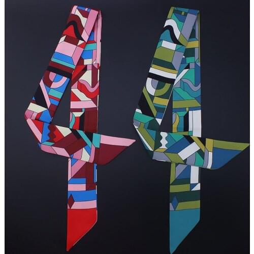 Luxury Colorful Twill Small Silk Scarf for Women Bag Neck Head Scarf Ribbon for Bag Hat Girl Headband Hairband Hairwear 100*5cm