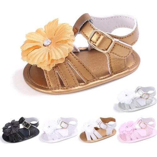Baby Summer Metal button 0-18M Newborn Infant Baby Girl Princess Floral Sandals Sneakers Toddler Soft Crib Walkers Shoes