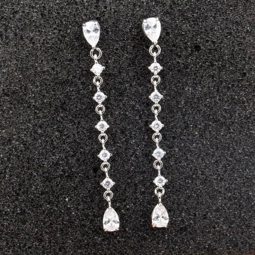 Earrings Long Tassel Earrings Water Drop AAA Zircon Earring Simple Fashion Wedding Bride Bridesmaids Jewelry