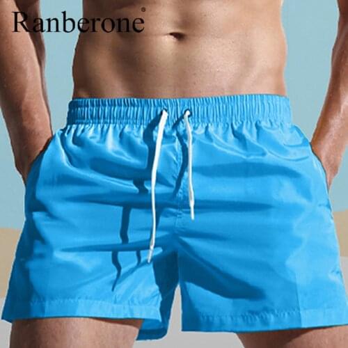 Renberone Summer New Casual Shorts Men Fit Solid 17 Color Available Shorts Loose Elastic Waist Breathable Beach Sports Shorts