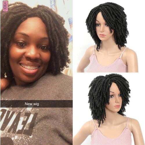 Dreadlock Blue color Curly Wig Short Synthetic Wigs For Black Women Synthetic Crochet Soul Locs Braid Wigs