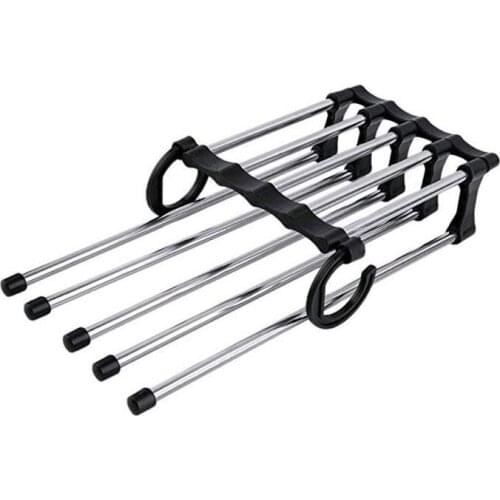 Stainless Steel Multifunction Retractable Pants Rack Trouser Hanger Multi-layer hanging pants storage rack five in one