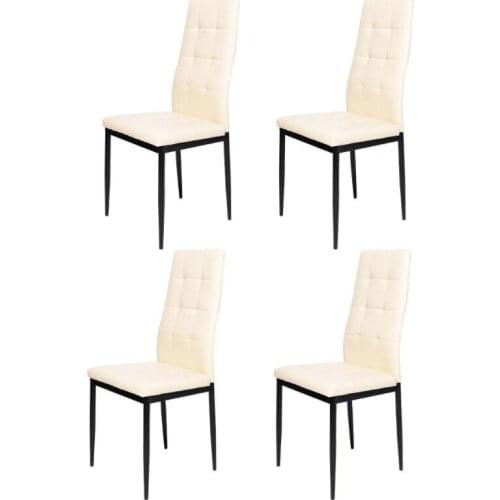 4 PCS High Back Dining Chair for Kitchen European Modern Minimalist Style, Leather Seat Cushion Comfortable Chair 95.5x40x38 cm