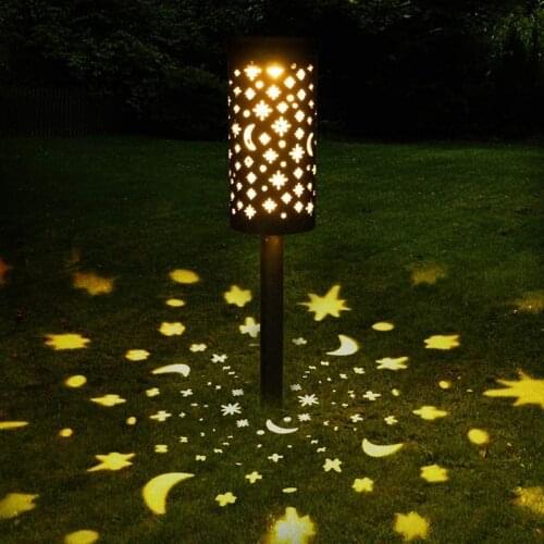 New Wrought Iron Lantern Hollow Solar Lawn Lamp Led Star Solar Lawn Lamp Iron Led Star Moon Lamp Outdoor Landscape Light Garden