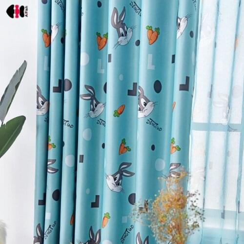 Cartoon Rabbit Blackout Curtain For Living Room Boys Girls Nursery Cute Bunny Pink Blue Bay Window Treatment Cortinas JS227C