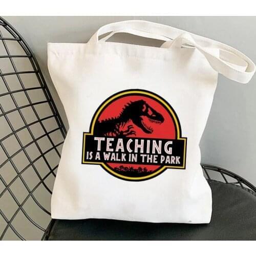 Supplies Teaching Is A Walk in the Park red Tote Bag women Harajuku shopper Shoulder girl shopping bag Lady gift Canvas Bag