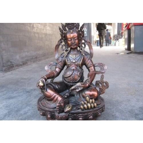 USPS to USA S0608 18"Tibetan Buddhism Pure Red Bronze Jambhala Buddha St