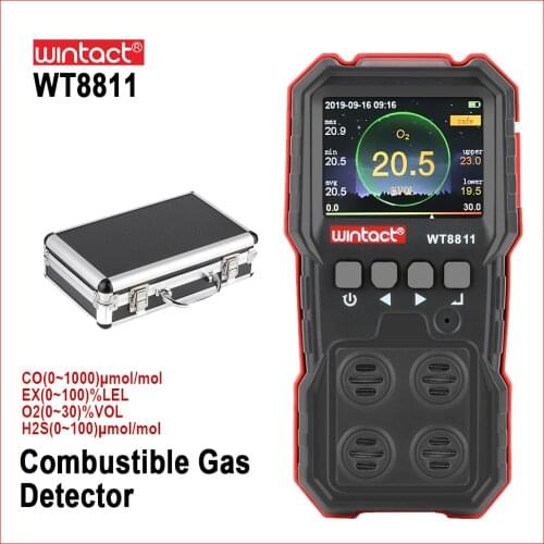 WINTACT Compound Gas Monitor Multi Rechargeable 4 in 1 Digital Combustible O2 H2S CO Gas Sensor Alarm Detector Gas detector