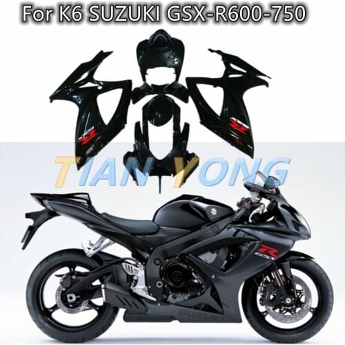 Bright black ABS Whole Injection mold Plastics Fairings Fender Fairing Cover Shell Kit For SUZUKI GSX-R600 GSX-R750 2006 2007
