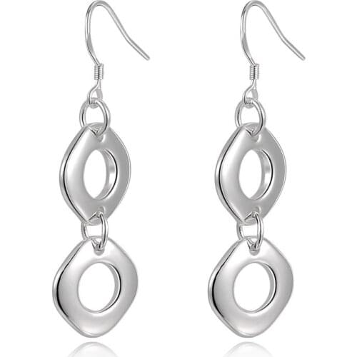 Wholesale High Quality Jewelry 925 jewelry silver plated Double Square Earrings for Women best gift