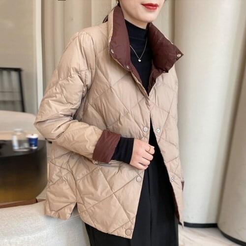 Women White Duck Down Short Coat 2021 New Winter Casual Single Breasted Warm Puffer Jacket Windproof Loose Parkas