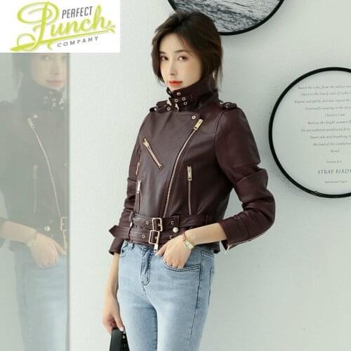Women 2021 Spring Jacket Autumn Real Sheepskin Leather Coat Slim Motorcycle Jackets Streetwaer Chaqueta Mujer 018 YY649