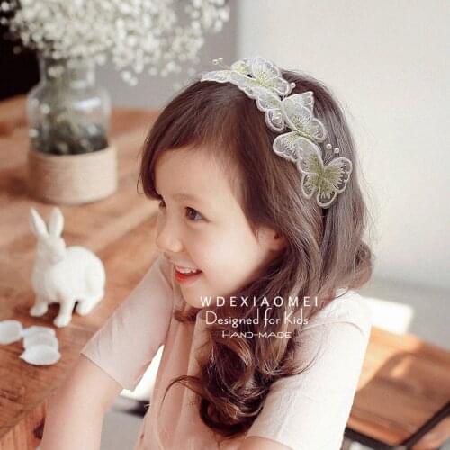 New Supe Fairy Headband Girls Woman Sweet Hair Band Cute Embroidered Beads Butterfly Hairbands Fashion Kid Hair Hoop Accessories