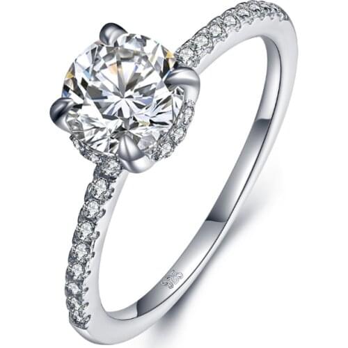 Adele 925 Sterling Silver Simulation SONA Stone Ring Luxury Round Cut Womens Exquisite Jewelry