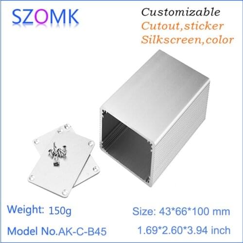 1 piece, 43*66*100mm free shipping aluminum enclosure cabinet diy control box power supply extruded aluminum project housing box