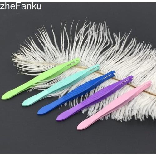 1Pc Professional Beauty Stainless Steel Eyebrow Tweezer Slant/Flat Head Hair Removal Eyebrow Clip Makeup Beauty Tool Dropship