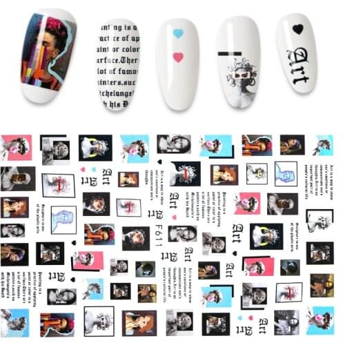 1pc Stickers for Nails Inscriptions Cartoon Stickers Decal Human Face Manicure Nail Art Decoration Wrap