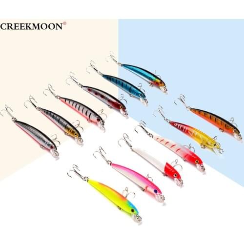 12pcs/lot 75mm 5.6g Mini Minnow Lures Swim Fish Fishing Lure Topwater Hard Bait Plastic Wobbler Tackle Dancing Crankbaits Pesca