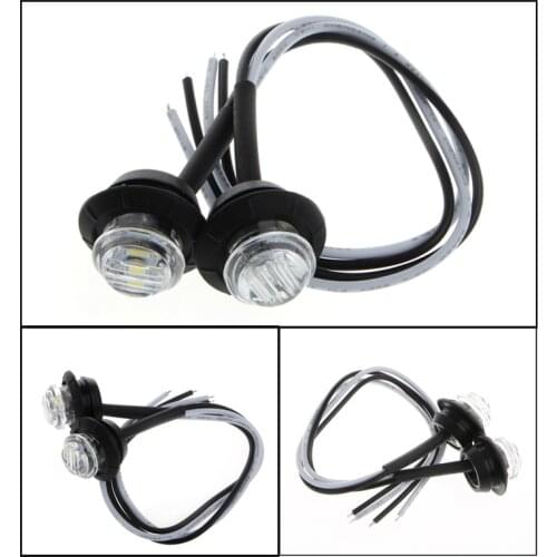 2021 New 2X Mini White 3/4" Round Side 3 LED Marker Trailer Car Bullet Light Waterproof