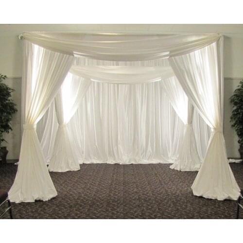 3M*3M*3M white color square canopy drape/chuppah/arbor drape with swag for wedding supply stage curtain,Include Drape and Stand