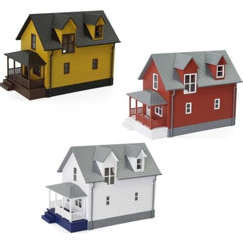 3 Units Model Train Layout HO Scale 1:87 Residential Modern House Buidlings Kit Assembled JZHO01