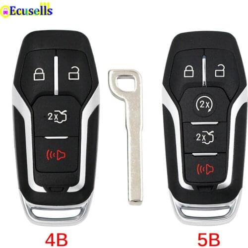 4/5 Buttons Smart Prox Remote Key Case Shell Fob for Ford Fusion Explorer Edge Mustang 2015-2017 M3N-A2C3124330 Uncut HU101
