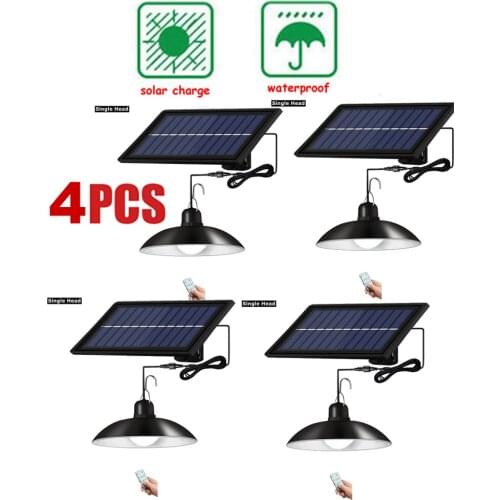 4pcs remote 30 led 2 head Retro Lampshade Solar Pendant Chandelier solar Outdoor Street Waterproof Wall Lights Street Light Ligh