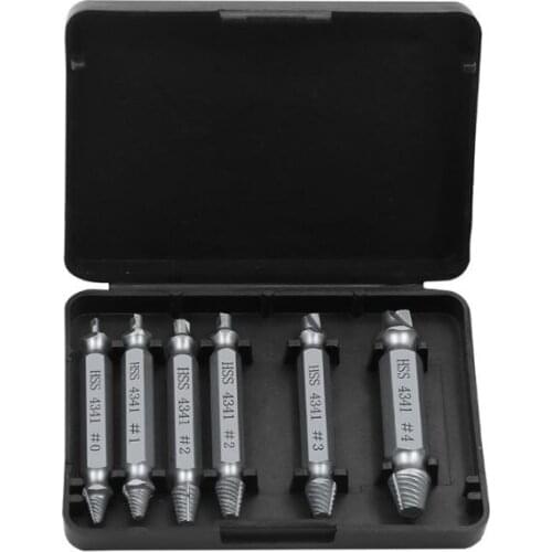 6pcs/set HSS Screw Extractor Drill Bit Broken Damaged Bolt Remover Removal Easy Out Stripping Tool